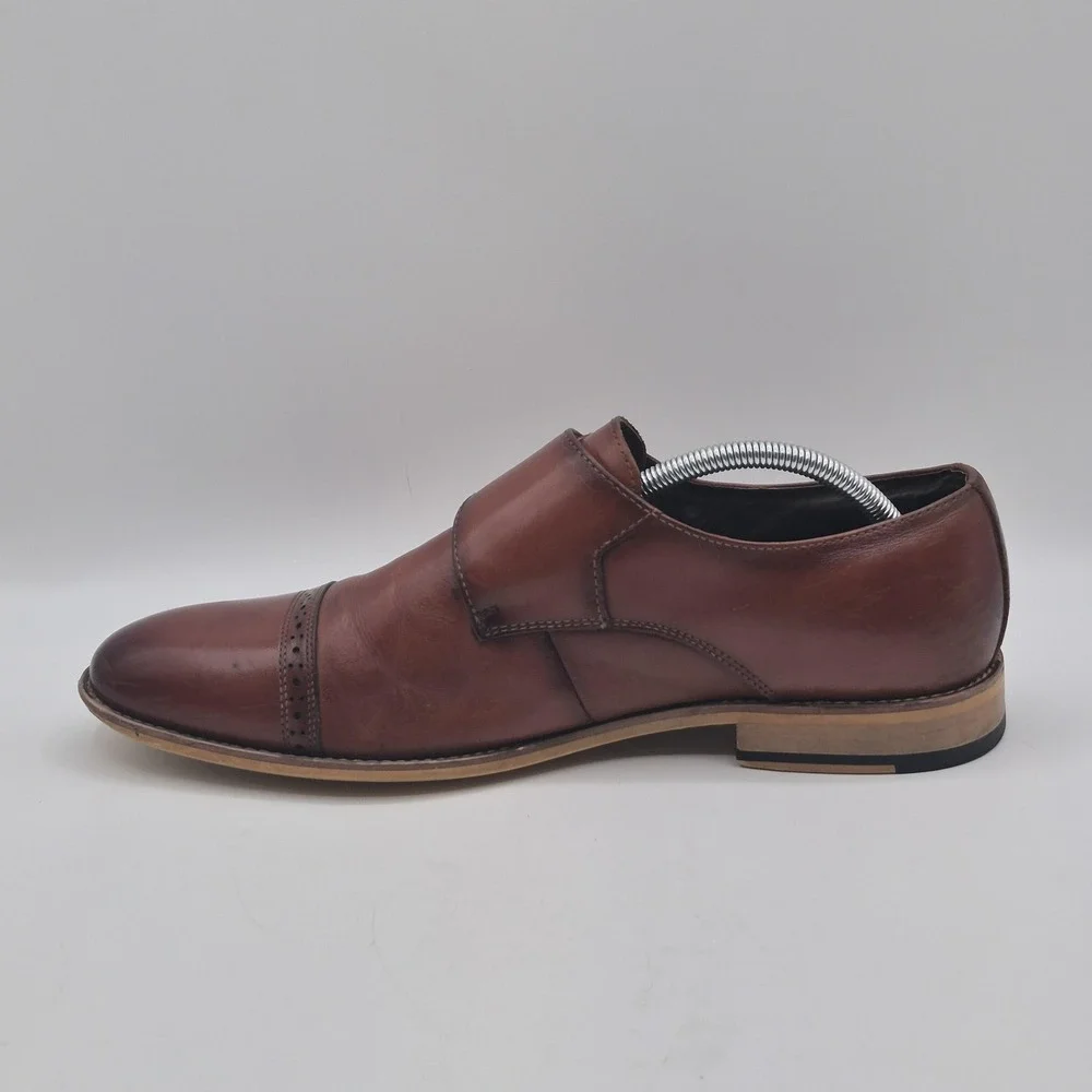 Stacy Adams Shoes Mens Size 10.5 Brown Monk Strap Cap Toe Oxford Dress 25102-221